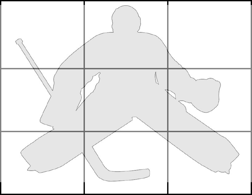 Traditional "Nine-Area-Model" for analysing shots and goals.